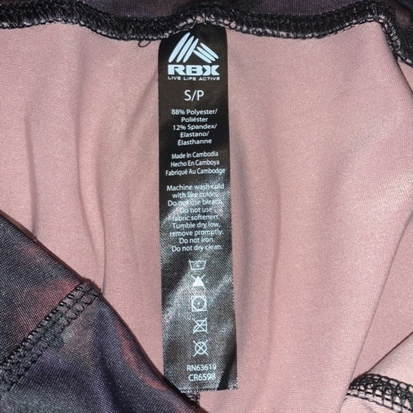 RBX FLORAL ATHLETIC ANKLE LENGTH LEGGINGS WINE ROSE SIZE SMALL - Picture 6 of 6